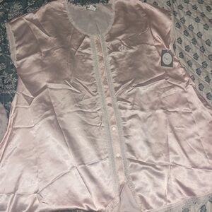 Christian Dior Pink Satin Nightgown with Lace Trim
